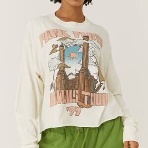 DAYDREAMER NWOT Pink Floyd Animals Tour 77 Crop Long Sleeve Band Tee Small Retro